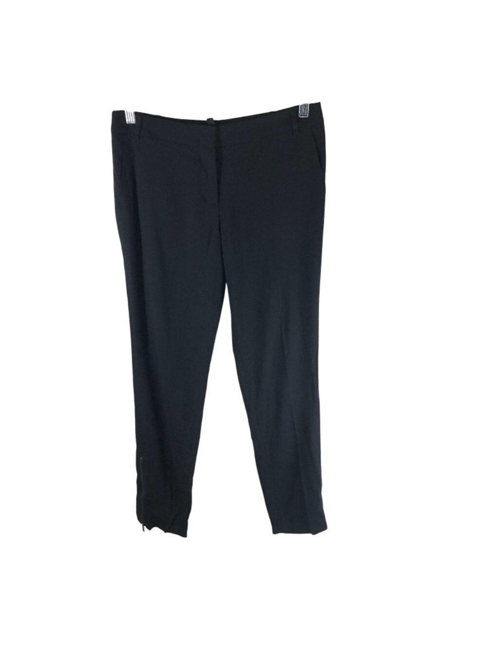 BCBG Max Azria Black Slim Fit Pants With Ankle Zippers & Pockets Wool Blend 4